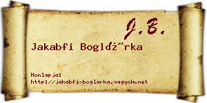 Jakabfi Boglárka névjegykártya